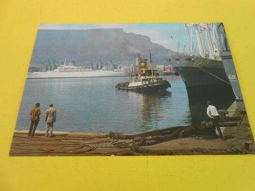 Vintage Post Card: A SAR Tug in Table Bay Harbour